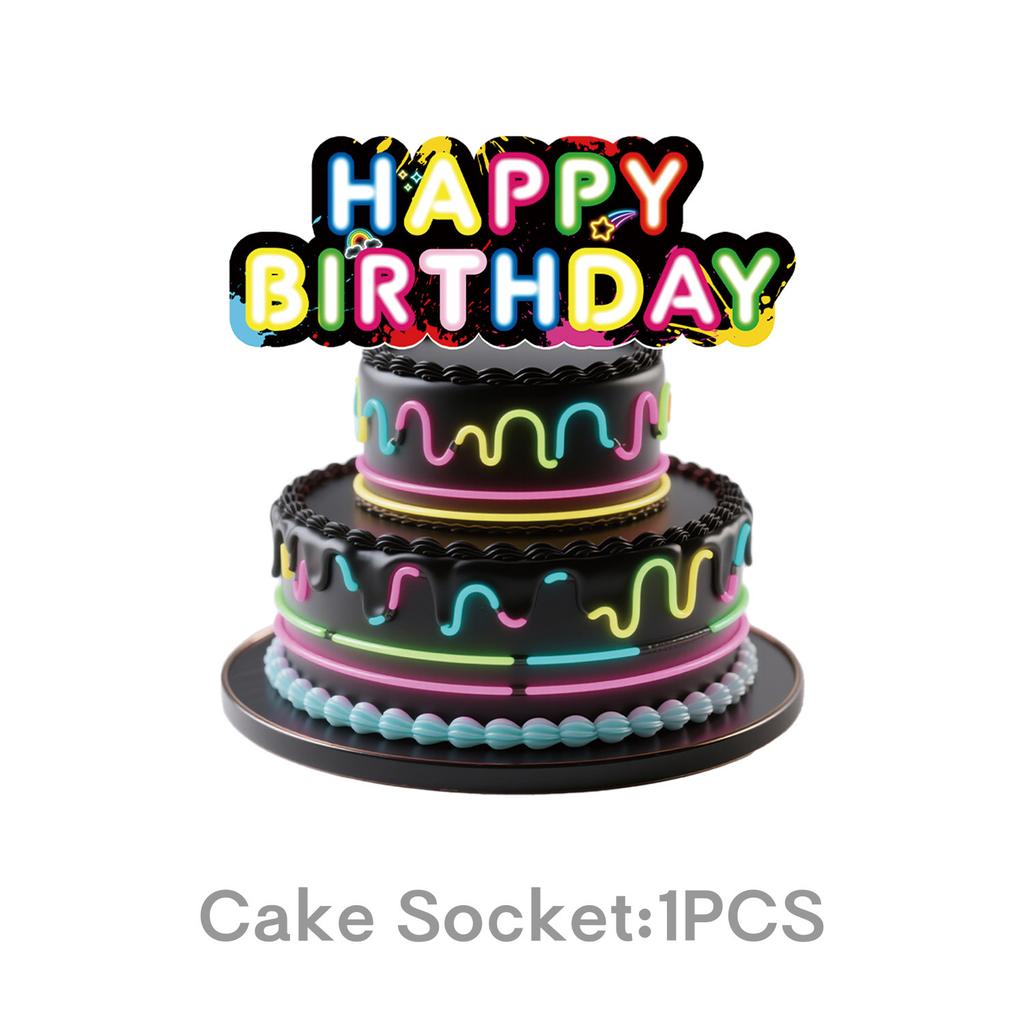 New Neon Theme Party Supplies Birthday Decoration Party Venue Layout Props Birthday Flag Spiral Tablecloth