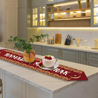 Eid Mubarak Table Runner Moon Mosque Star Ramadan Runners for Dresser