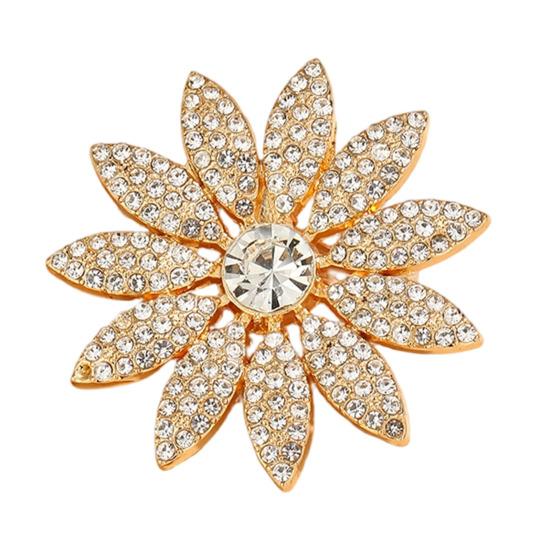 Alloy Brooch Pin Round Sunflower Shape Lapel Badge Brooch Versatile A