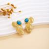 French Retro Irregular Flower Texture Stud Earrings, Medieval Light Luxury High-End Metal Style Fashion Temperament Earrings