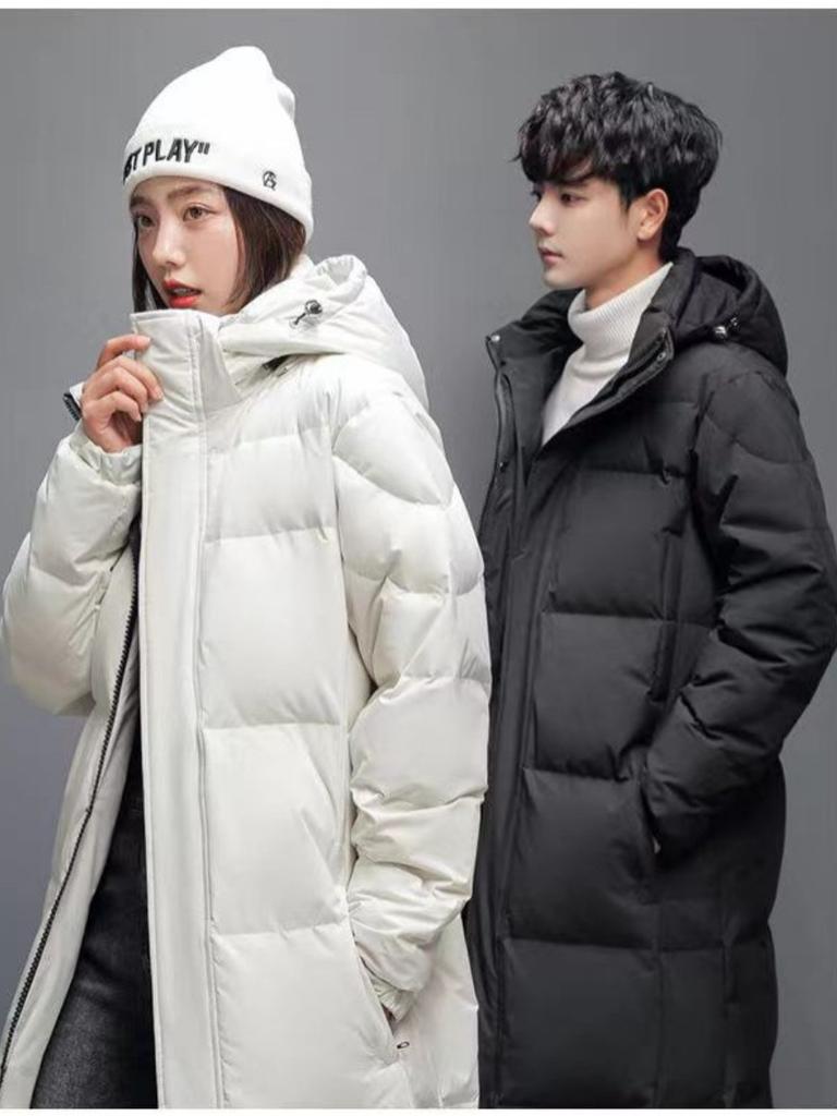 New Winter Style, Unisex and Couple Down Jacket, Casual Long Style, Knee-length Hooded Korean Style