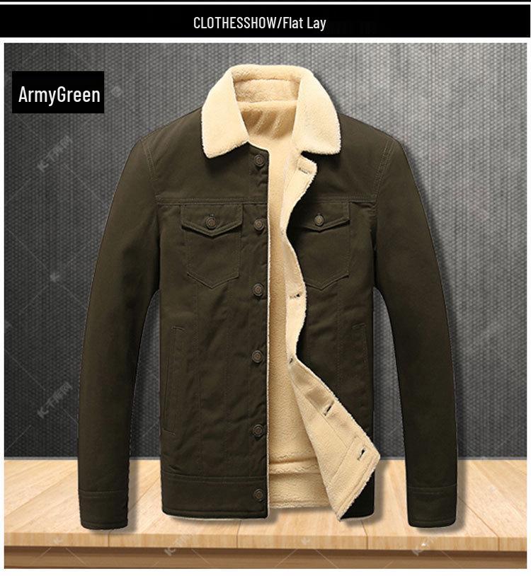 Men's Autumn/Winter Lamb Wool Lapel Jacket - Thick, Pure Cotton, Velvet, Washed Coat, Trendy Brand.