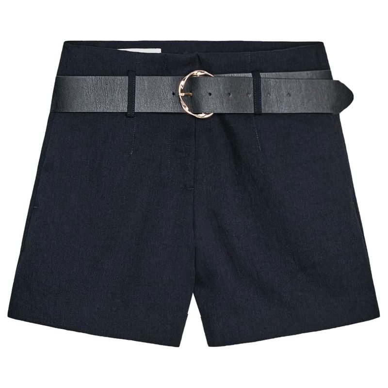 

Zaprha 2025 Autumn New Women All-Match Loose With Belt High Waist A- line Casual Shorts 8372180 SEA BLUE L