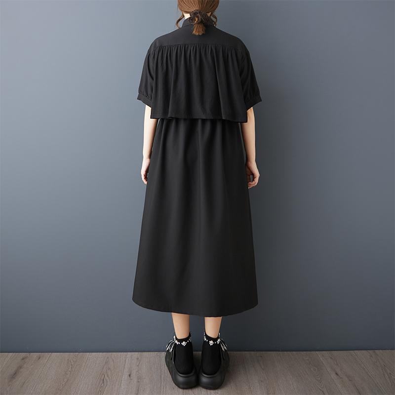 Short Sleeve Plus Size Black Vintage New In Dresses for Women Casual Loose Long Summer Shirt Dress