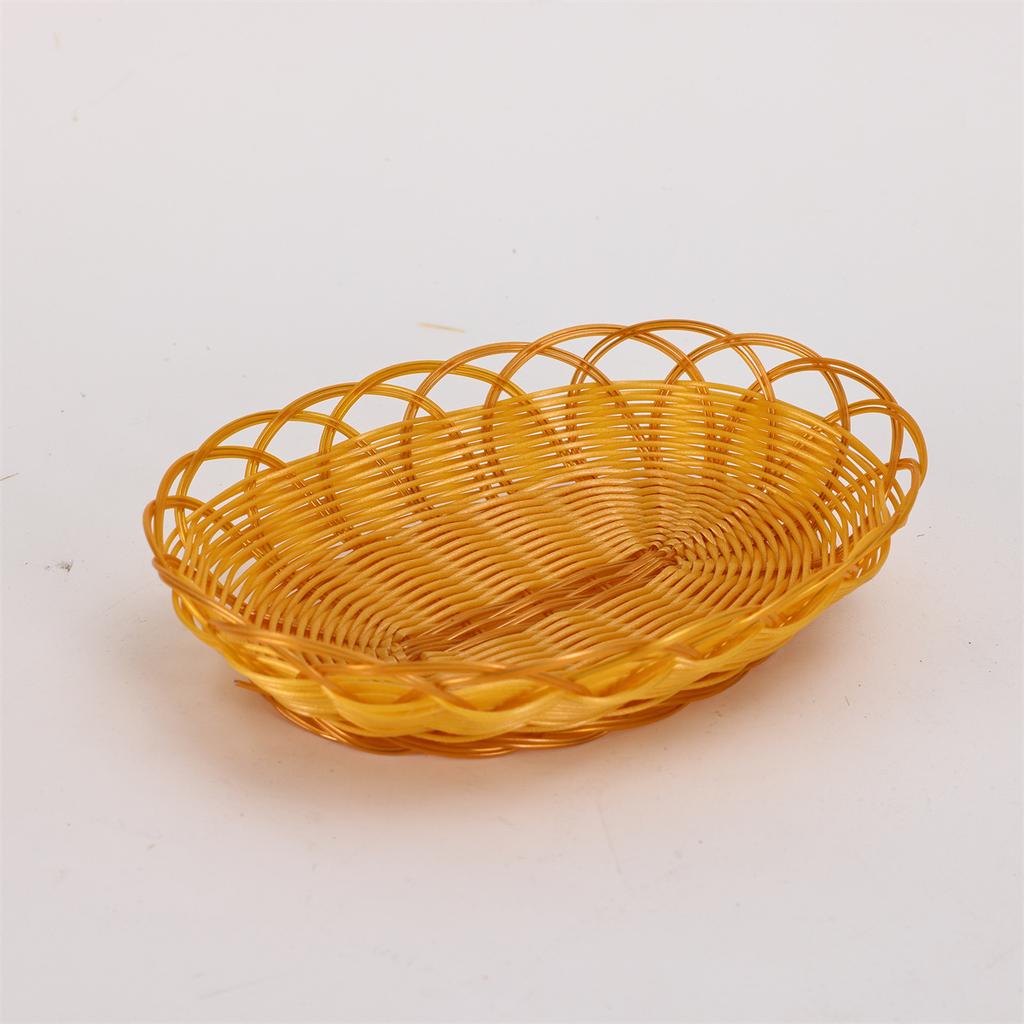 Imitation Rattan Fruit Basket Indian Flying Cake Snack Basket Fruit Tray Food Storage Round Woven Bread Basket for Home Kitchen