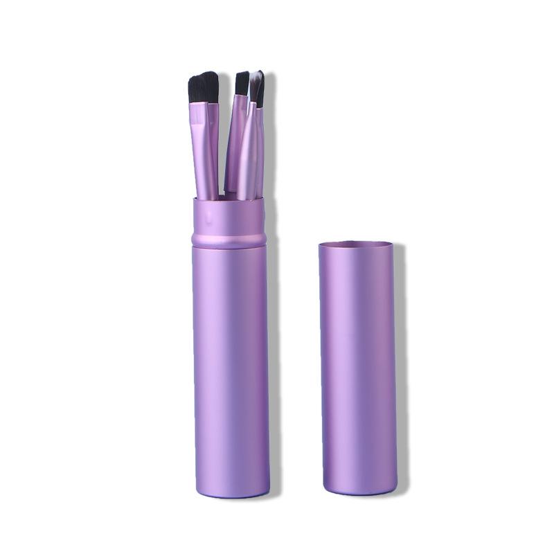 Crazed Rush 5-Piece Aluminum Eyeshadow Brush Set with Case: Eyelid, Lip, and Nose Blending Tools