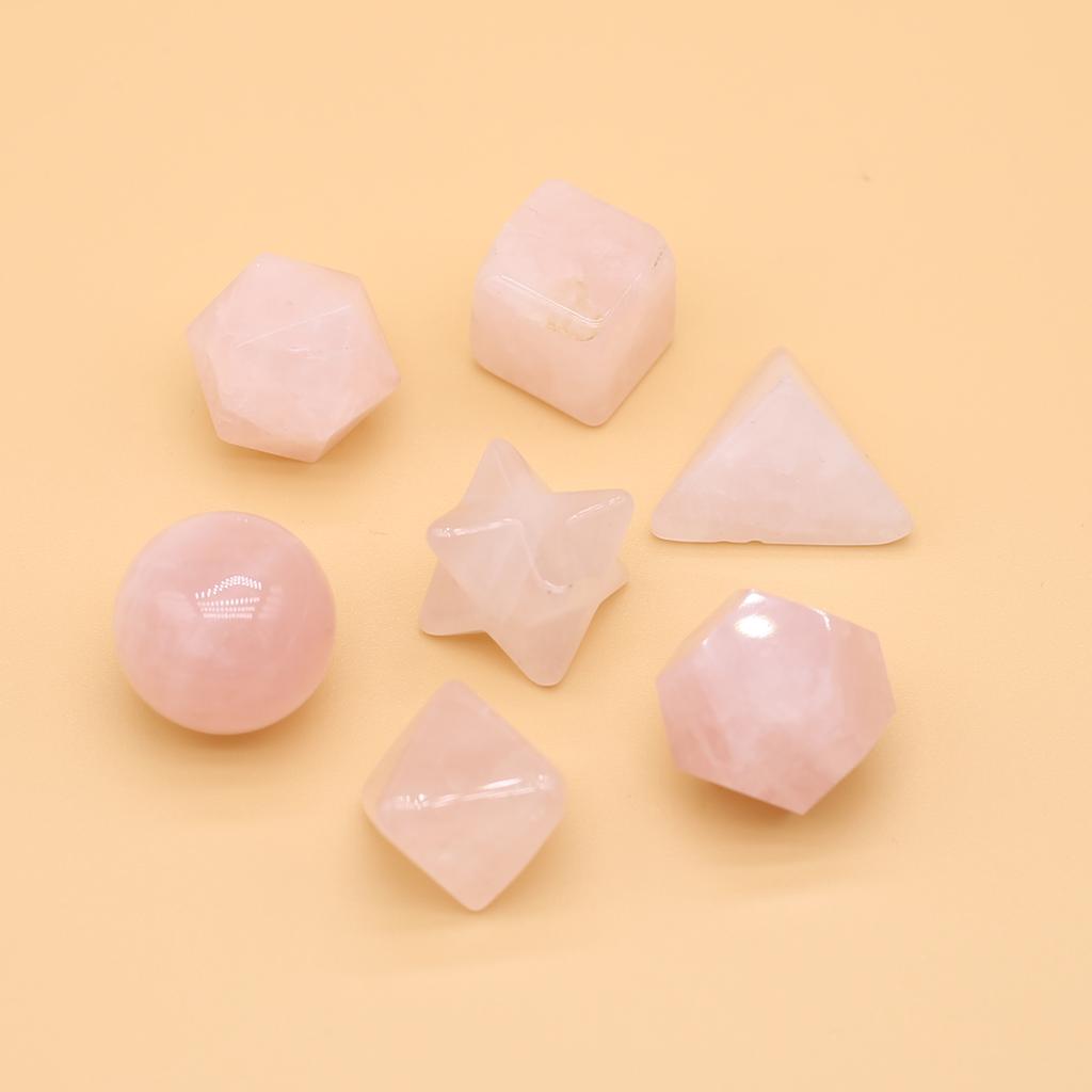 7Pcs/Set Fashion Natural Rose Quartz Ornament Decoration,Home Decor Mini Furnishings Jewelry Gifts 18x22mm