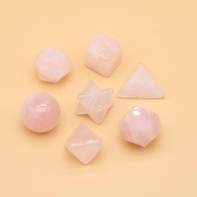 7Pcs/Set Fashion Natural Rose Quartz Ornament Decoration,Home Decor Mini Furnishings Jewelry Gifts 18x22mm