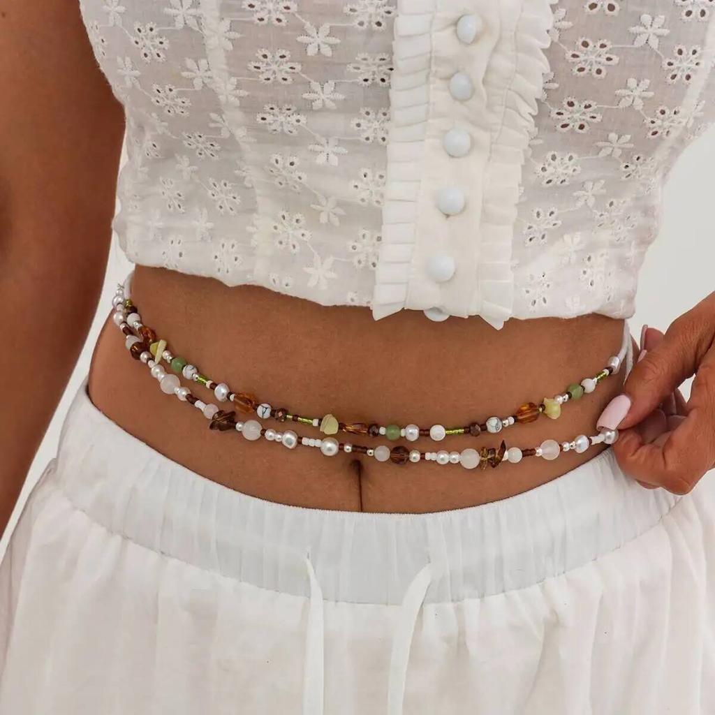 Salircon Bohemia Multilayer Colorful Acrylic Beaded Waist Belly Chain Women Summer Beach Sexy Bikini Dress Accessory Jewelry