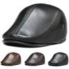 Unisex Solid Color Pu Leather Newsboy Caps British Painters Hats Spring Autumn Berets Cap Hip Hop Hat