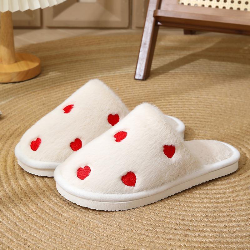 Cotton Slippers Women's Autumn and Winter New Indoor Cotton Mop Home Fleece Warm Soft Bottom Love Fluffy Slippers
