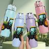 1PC Yellow Farm Tractor Pattern 750ml Color Plastic Sports Water Bottle Leakproof Flip Straw Lid Suitable for Sports Office Home Use