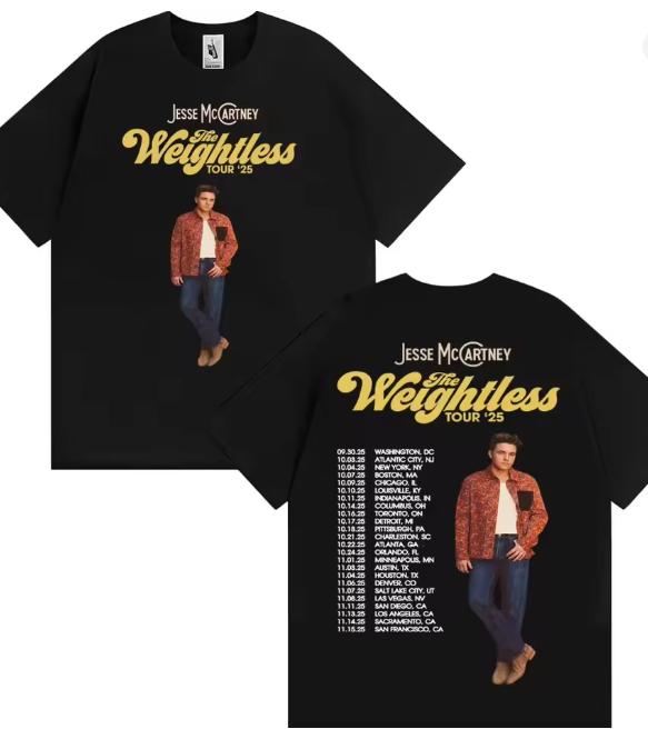 2026 Jesse Mccartney The Weightless Tour T Shirt Unisexs Clothing Harajuku Fashion TShirts Casual Short Sleeve TShirt S