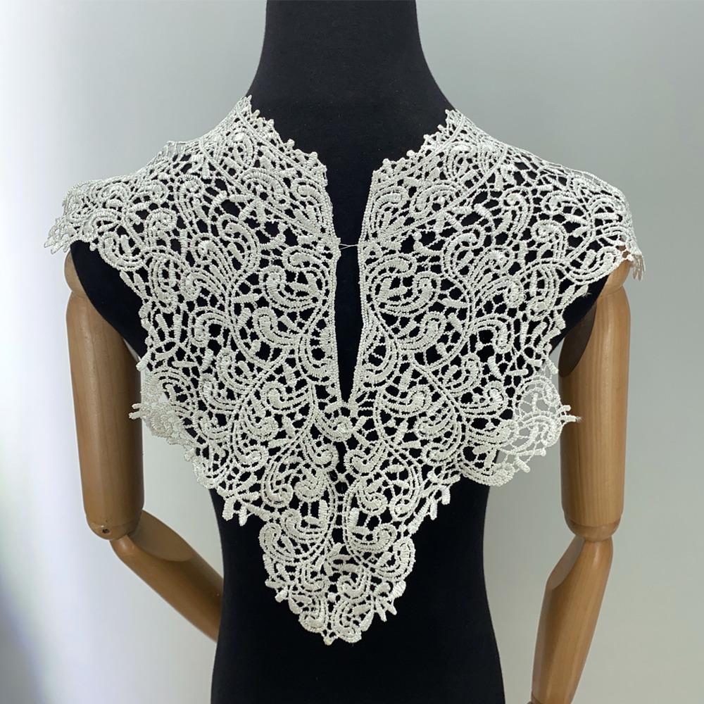 

DIY Sew Collar Flower Embroidered Lace Cloth Sticker Corsage Handmade Flower Patch Wedding White-Type 2