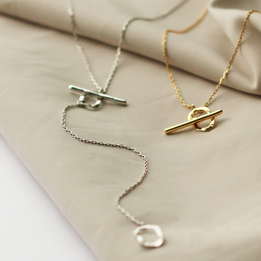 Hergestellt in Japan Lariat-Halskette K18 2-Wege-Halskette Mantel [Melody Accessories] (OP-N287) (Silberfarbe)