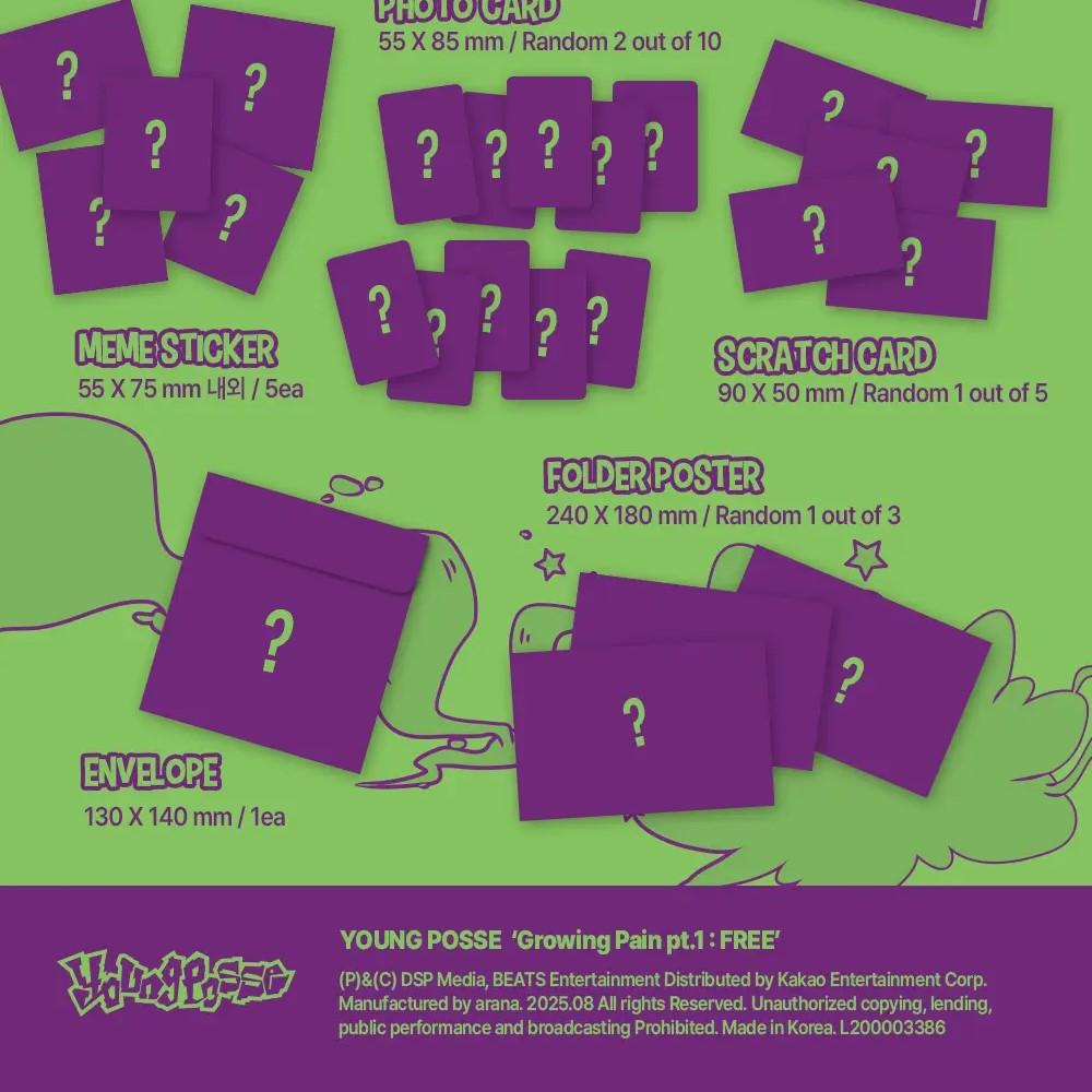 YOUNG POSSE - [GROWING PAIN PT.1 : FREE] EP Album STICKER BOOK Version