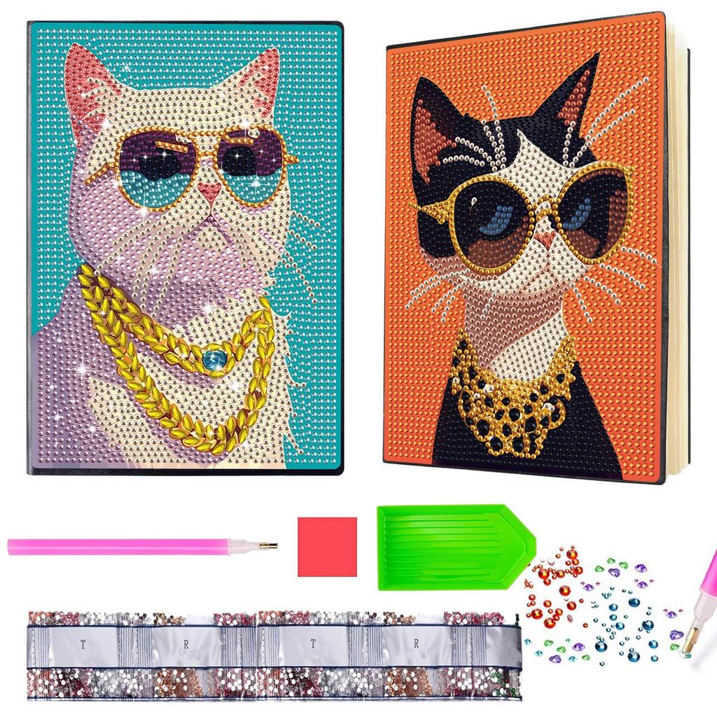 A5 Business Notebook with 5D Diamond Painting, DIY Imitation Leather, B5 Meeting Record Journal, Elegant Gift.