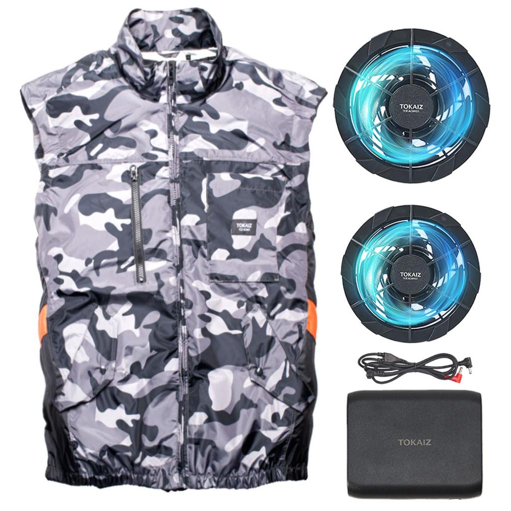 [TOKAIZ] Air-conditioned work clothes, vest with fan, fan set, 24V super strong wind, cooling vest, air-conditioned vest, electric fan vest, heat