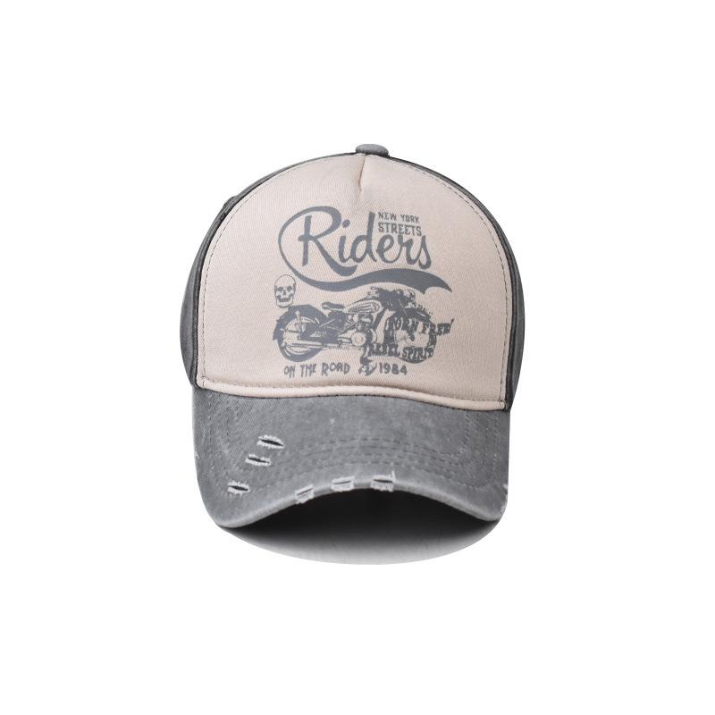 Gewaschene Baseballkappen Herren und Damen Koreanische Kappen Rideus Druck Outdoor-Cowboyhüte Gewaschene alte Hüte