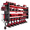 Power Tool Organizer Wall Mount, 4-Layer Storage Rack with 8 Drill Holders, Tools Holder and Storage Rack with Side Pegboards, Garage Tool Organizer