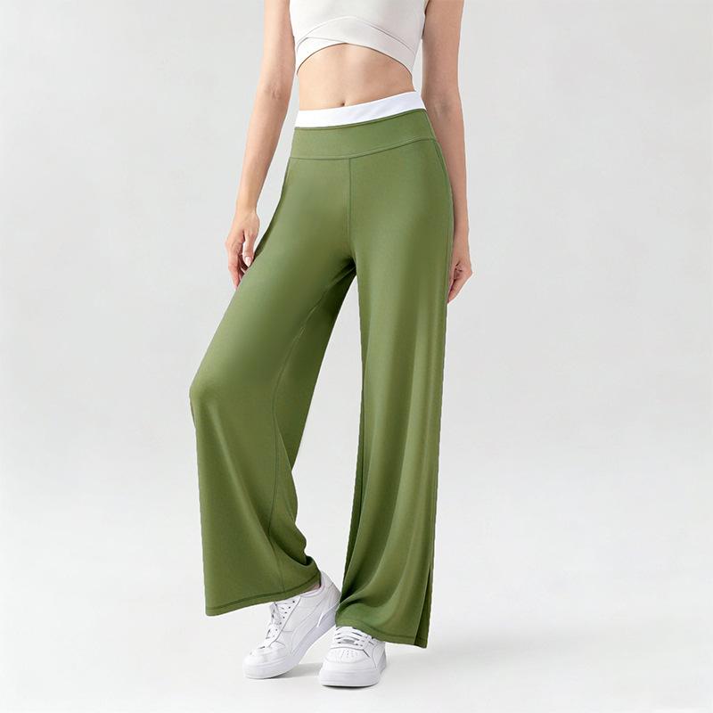 High Waist Straight Leg Women's Yoga Pants - Casual, Slimming, Loose Fit, Wide Leg Fitness Trousers