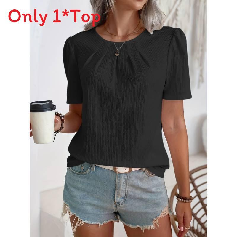 Casual Womens T Shirt With Pleated Design And Polyester Fabric For Daily Wear