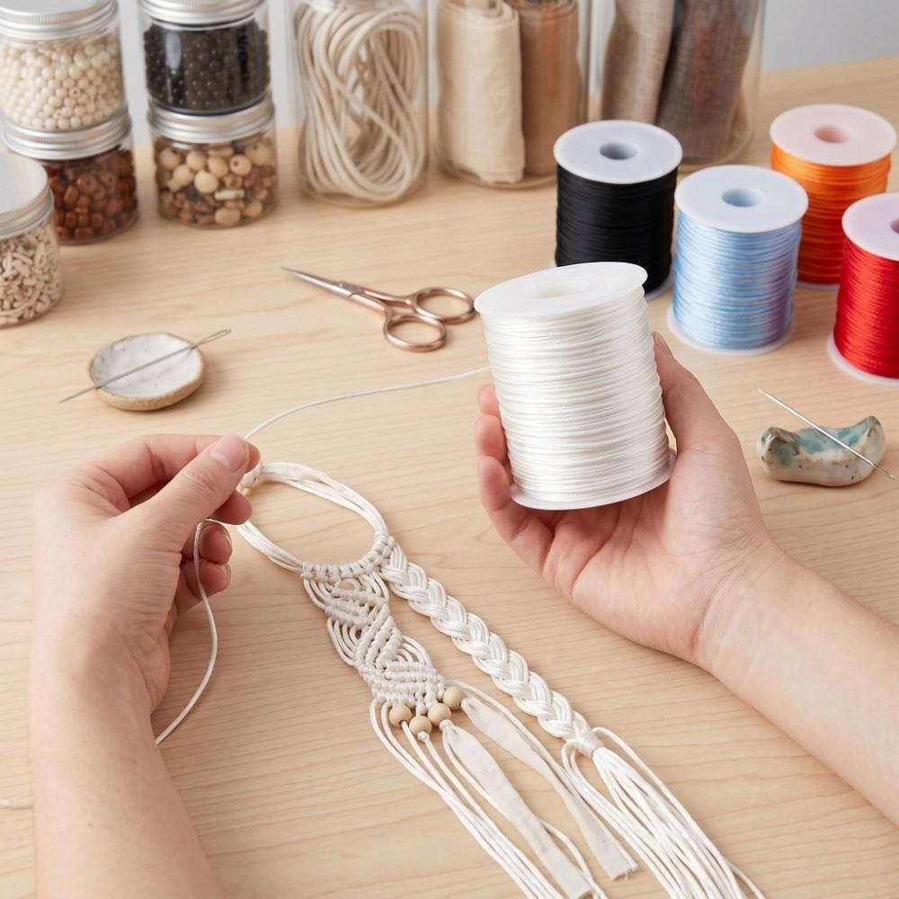 100m Craft String 1.5mm Satin Rattail Cord Solid Color Durable Braided Cord Smooth Silky Trim Silk Rope Sewing Projects