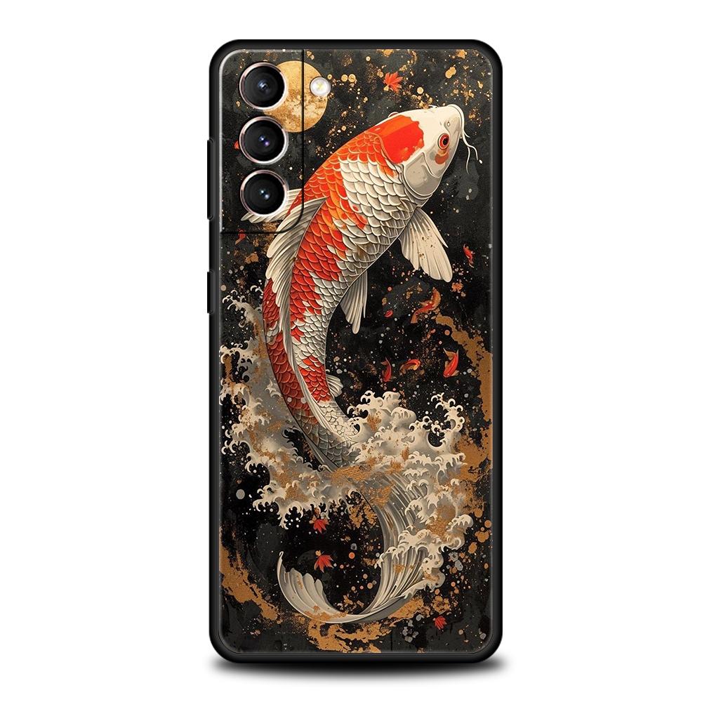 Koi Carp Phone Case For Samsung Galaxy S25 S24 S23 S22 Ultra S20 S21 FE 5G S10 S9 Plus S10E Soft TPU Cover