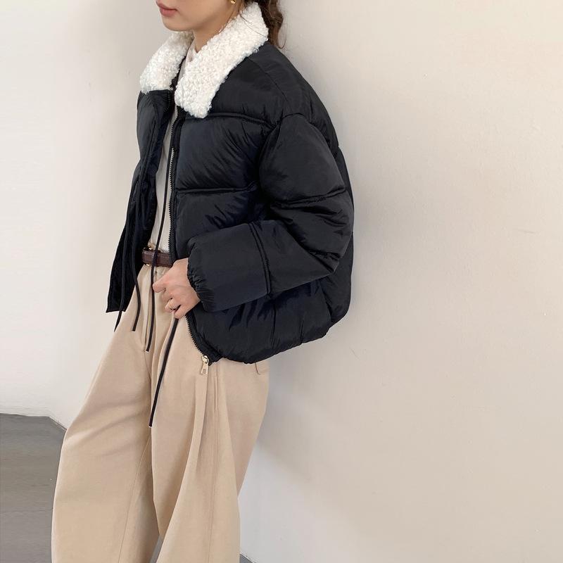 Korean Version of Padded Jacket Lapel Simple Foreign Style Short Age-reducing Warm Bread Clothes Women's Coat