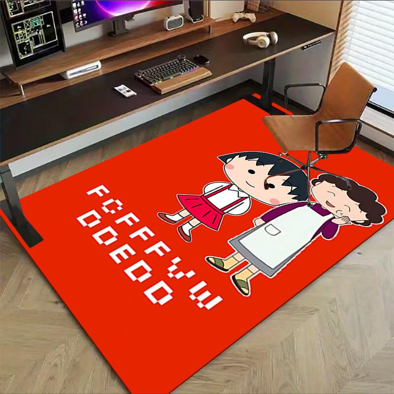 1 Stück Chibi Maruko Chan Abenteuer Teppich für Spielzimmer Schlafzimmer Wohnzimmer Sofa Heimdekoration, Kinder Spielbereich Teppich Rutschfeste Bodenmatte Y72816
