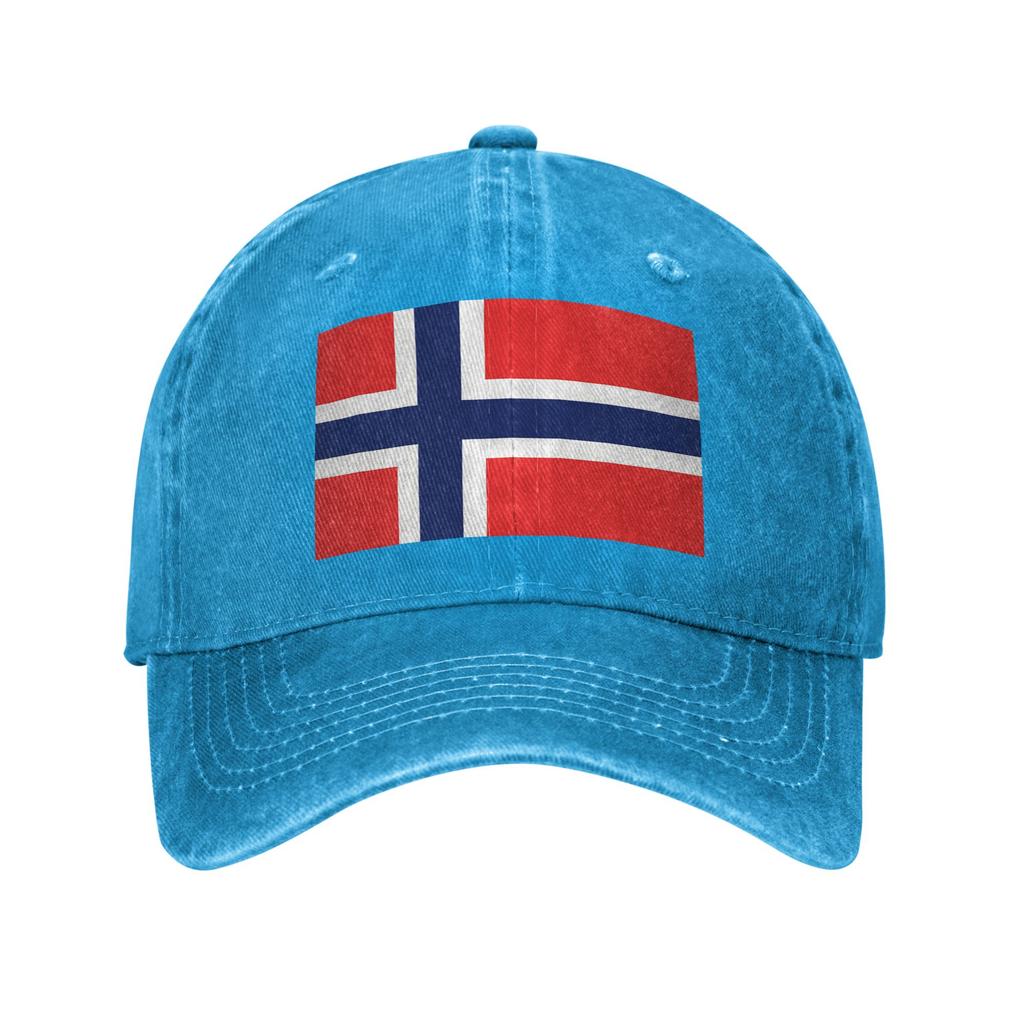 Norway Flag Baseball Caps Washed Denim Hats Adjustable Casquette Streetwear Baseball Cowboy Hat for Unisex Women