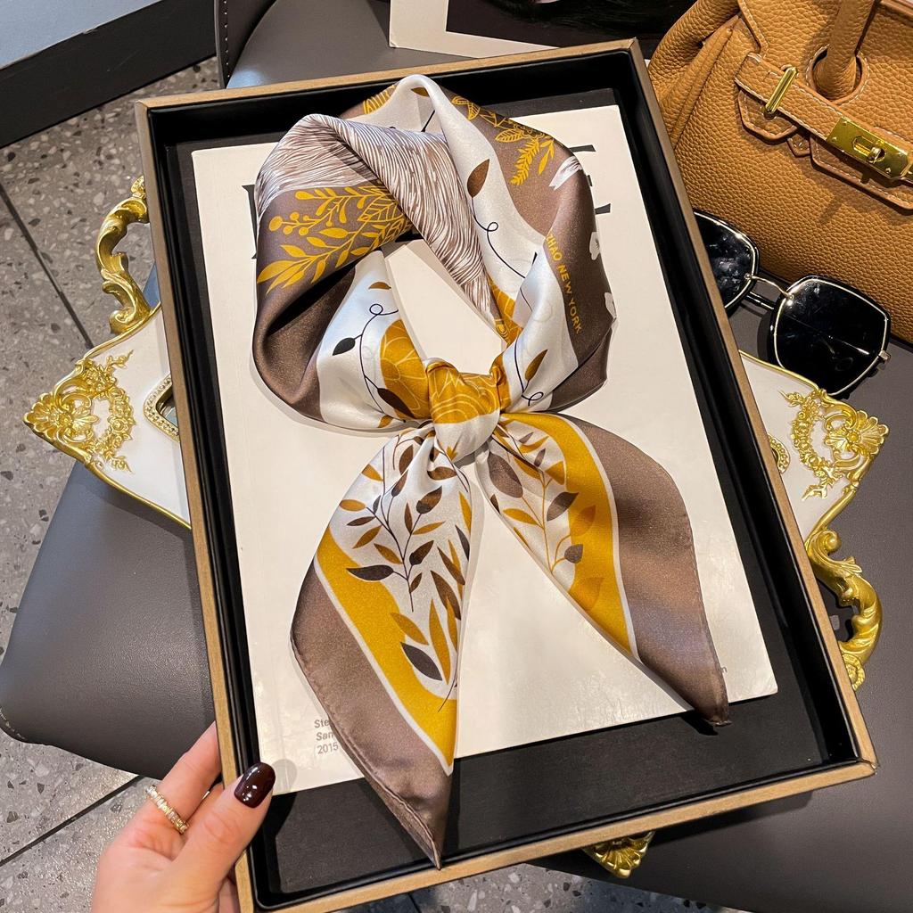 Elegant Silk-Style Square Scarf: Fashionable, Professional Decorative Shawl for Women