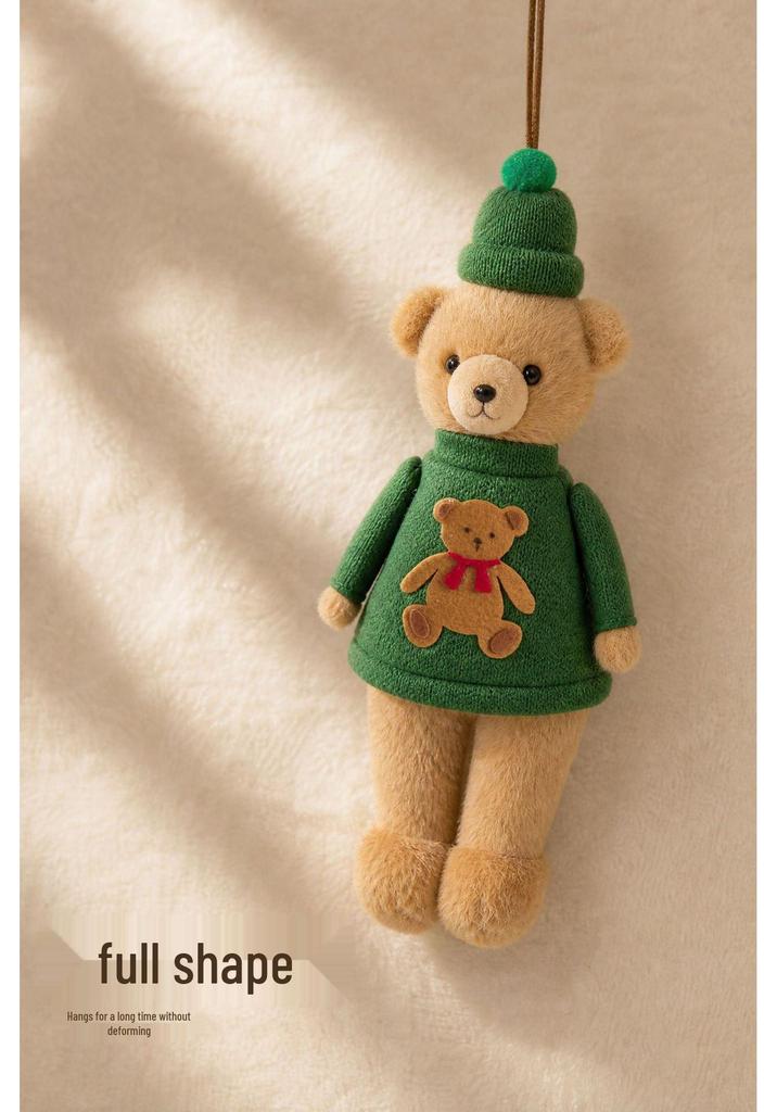 Plush Teddy Bear Christmas Tree Ornaments - Small Fabric Decorations