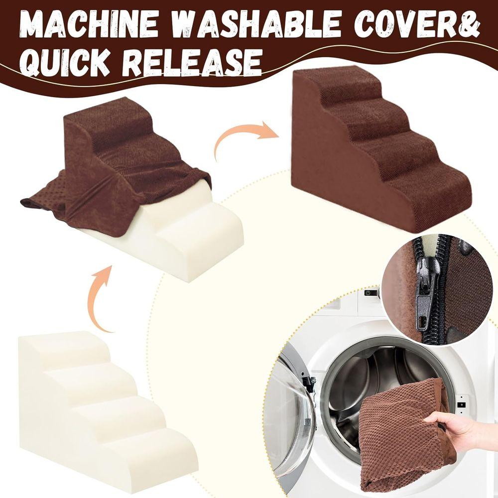 Pet Stairs for Small Dogs - High-Density Foam Steps, Wide Non-Slip Dog Ramp for Beds, Couches, Ideal for Injured or Elderly Dogs