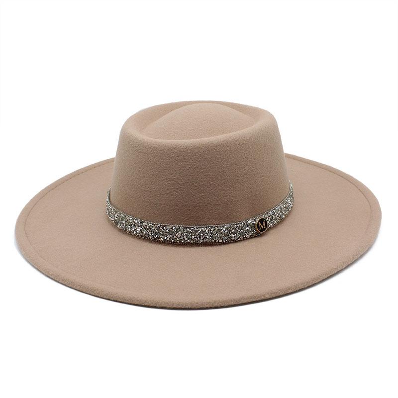 9.5Cm Brim Wool M Standard Diamond Felt Hat Concave And Convex Top Men'S And Women'S Top Hats Wide Brim Felt Hat