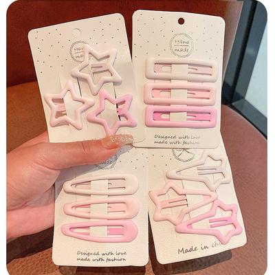 New Simplicity Fresh and Sweet Children'S Heart Shaped Hair Clips Classic Star Shape Hair Clip Cute Square Hair Clips