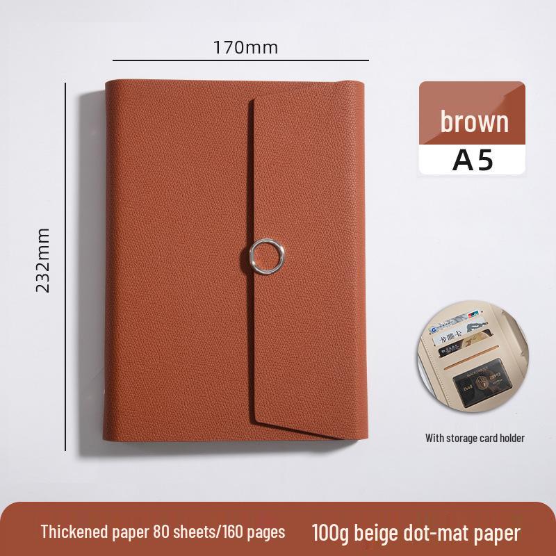 A5 Three-fold Loose-leaf Notebook with Card Slot and Receipt Holder for Office Meetings