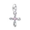 New Sterling Silver Rose Girl Boy Pink Sparkle Spacer Clip bead For Original  Bracelet Charm Jewelry For Women