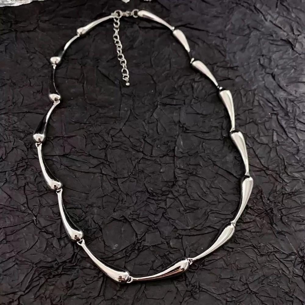 Zinc Zinc Alloy Bamboo Joint Chain Silver Color Snake Bone Chain New Trendy Punk Necklace  Music Festival
