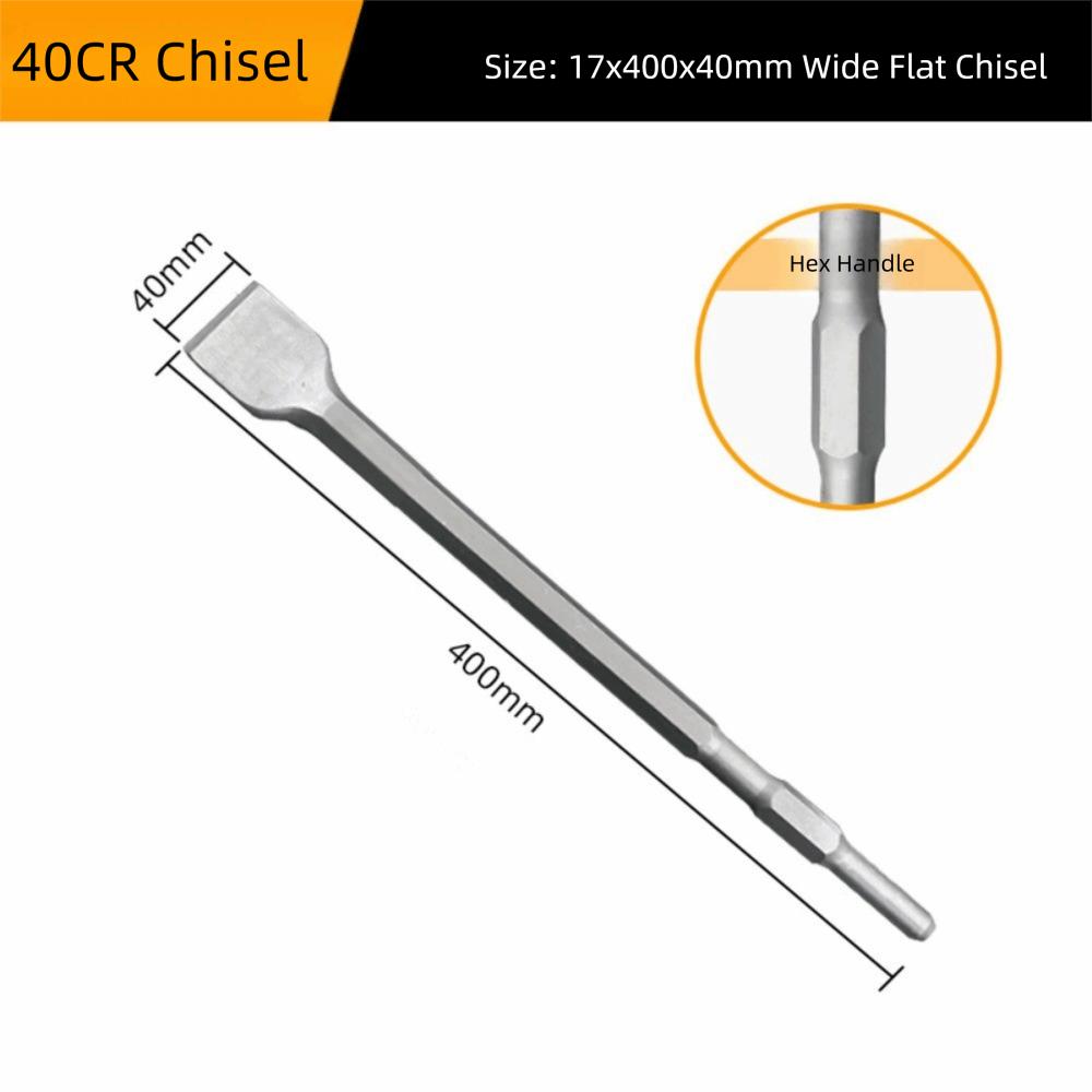 Hexagonal Shank Slotting Flat Chisel Steel Flat Head Impact Bit Silver Wear-resistant Electric Hammer Drill Bit Cement