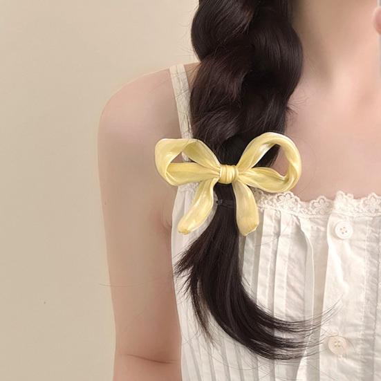 Mädchen Haarspange Perlmutt Glanz Schleife Dekoration Rutschfestes Design Pony Seite Halbhochgesteckte Haarspange Haare