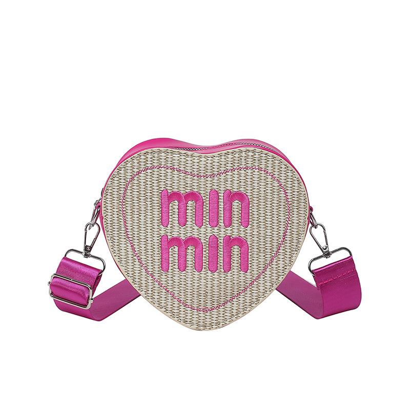 2025 new niche design women's bag love peach heart shape shoulder messenger bag trend casual letter women's bag