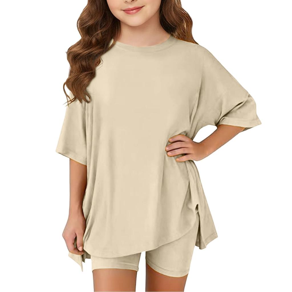 Sommeroutfits für Mädchen, 2-teilige Sets aus Hemden und Shorts, Frühlingsoutfits, Sportshorts-Sets für Teenager-Mädchen
