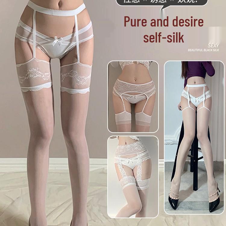 

White Lace Knee-High Anti-Snag Garter Stockings One Size