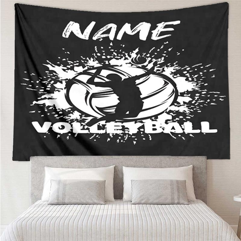 Custom Name volleyball Print Tapestry, Backdrop, Easy Setup, Ideal for Bedroom, Office & Living Room, with Aesthetic Wall Hanging Decor.