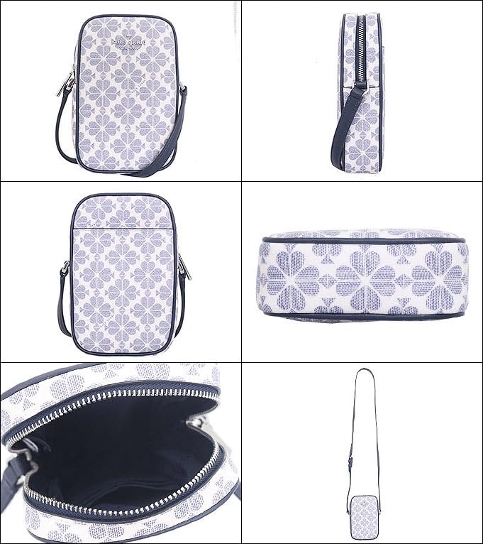 Kate Spade KG490 Shoulder Bag Multi Spade Flower PVC Coated Canvas Zip Phone Crossbody (Navy North/South Bag) Women's [Outlet Item] [Brand Name]