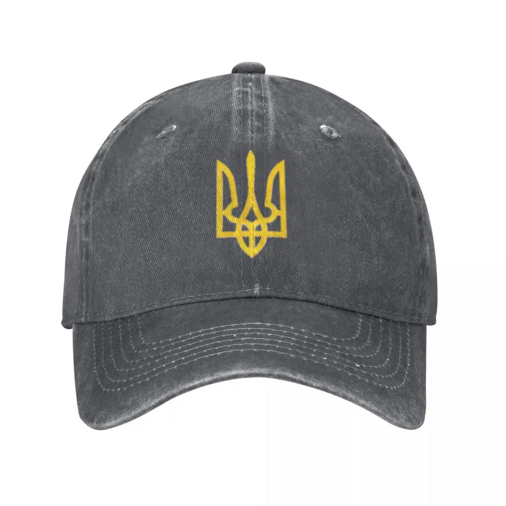Zelensky Gelber Dreizack Ukrainischer Präsident Baseballkappe Unisex Stil Used Denim Snapback Kappe Ukraine Flagge Kappen Hut