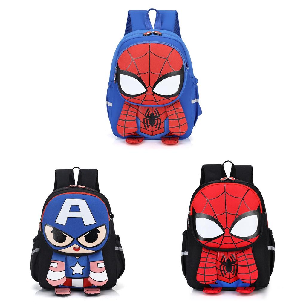 Spider Man Kids Backpack Cartoon Nylon Lightweight School Bag With Cushion Straps For Boys And Girls