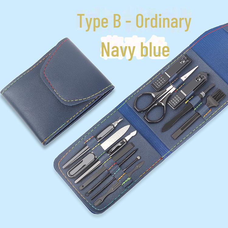 Black 12-Piece Nail Clipper Set with Custom Logo Options for Home Beauty and Manicure.