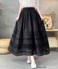 2026 Spring/Summer Women's Romantic Pleated Ramie Skirt with Elastic Waist - Artistic Retro Style